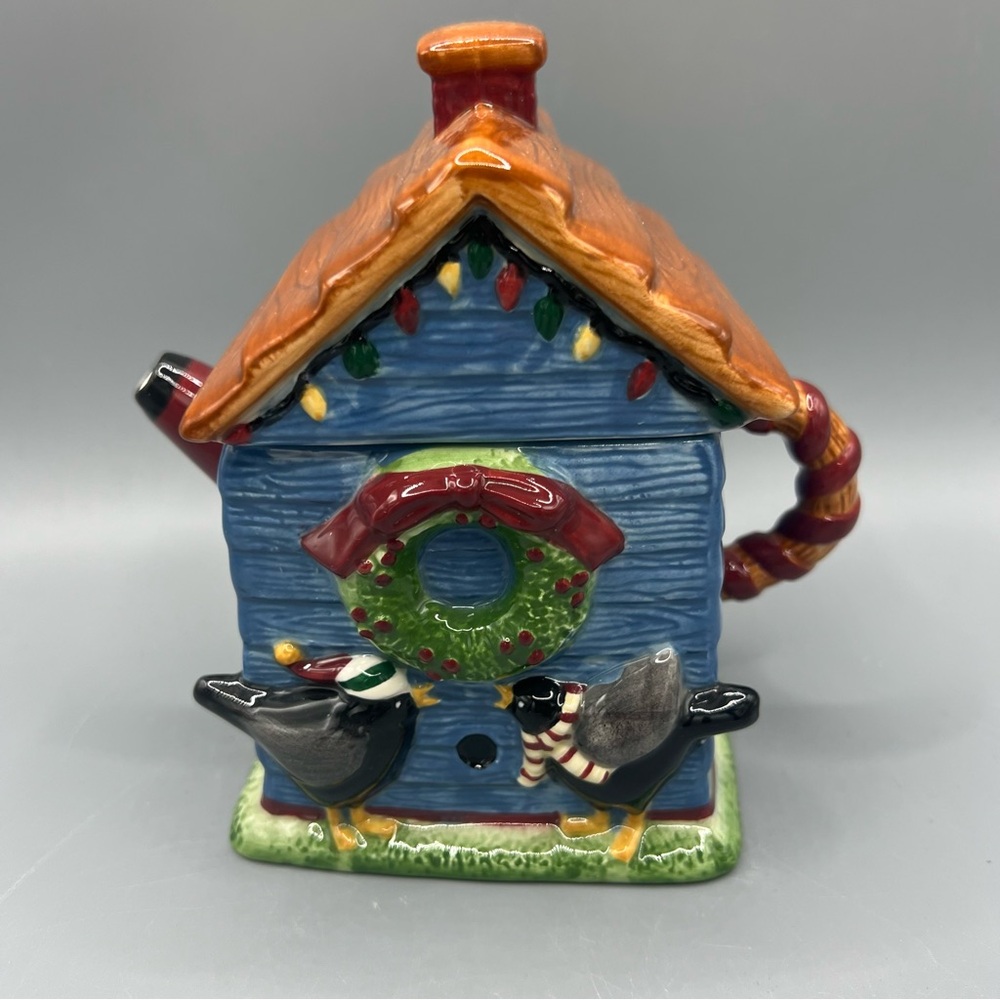 Debbie Mumm Mini Teapot Collector Series - Christmas Birdhouse by Sakura